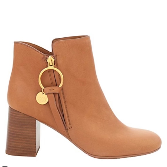 See by Chloe Louise Block-Heel Leather Ankle Boots size 7 - Picture 2 of 13